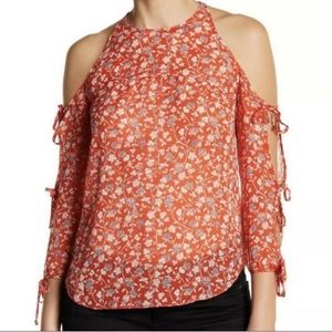 NWOT Veronica Beard Flynn 100% silk red floral top size 4 C3